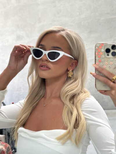Minx Cat Eye Sunglasses- White