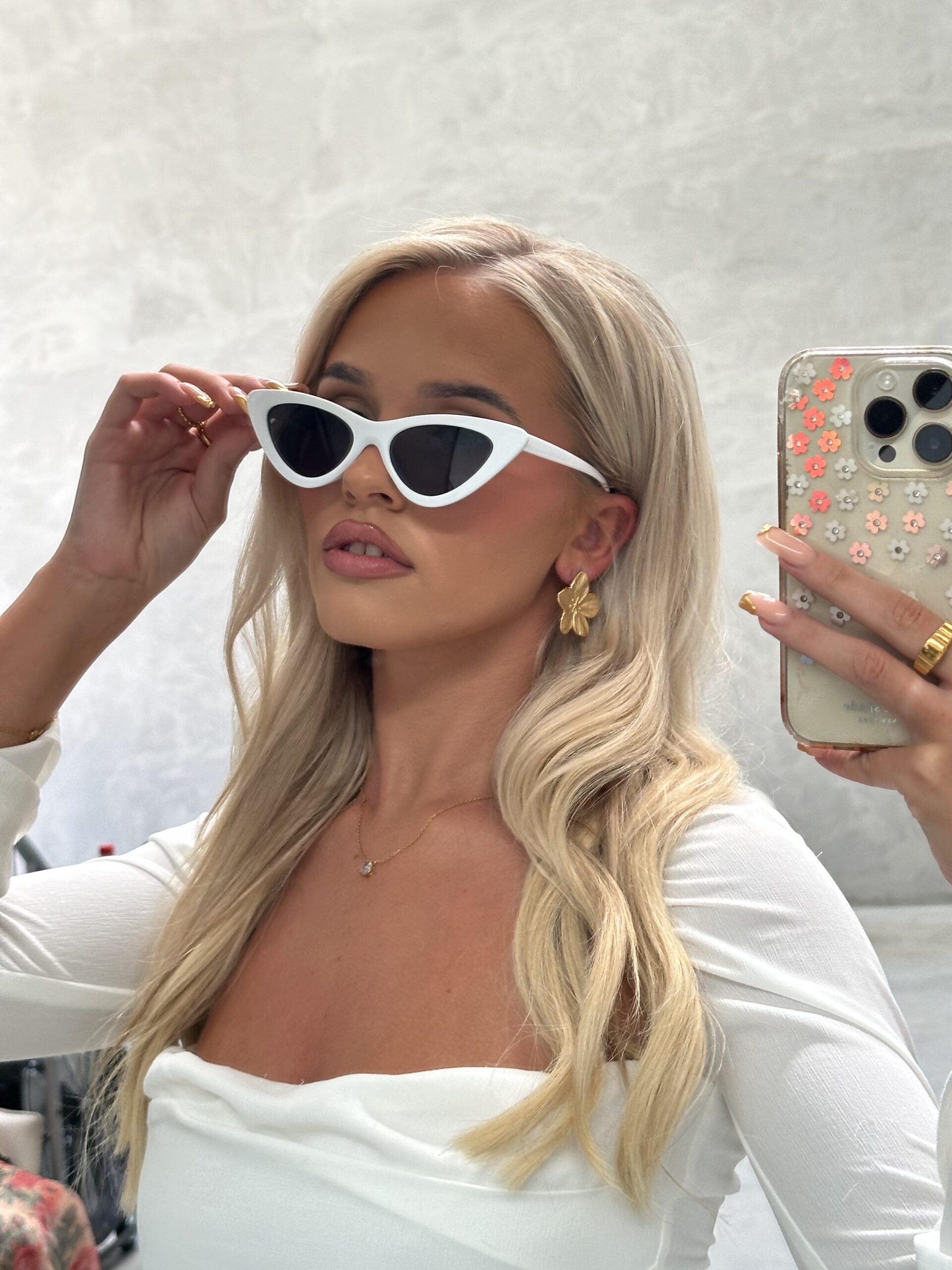Minx Cat Eye Sunglasses- White